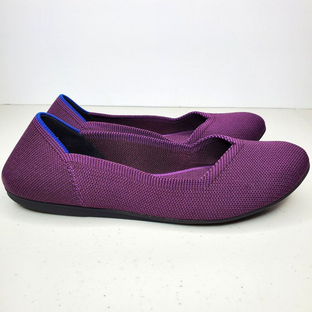 Rothy's Women's The Flat Berry Lattice Stitch Fabric Ballet Flats, Purple Size 8
